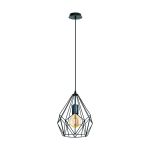 Eglo Luce Pendente Carlton Acciaio Nero | IP20 - Adatto per 1x E27 