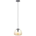 Brilliant Kaizen Luce Pendente Vetro Luce Pendente Metallo Nero Beige | 250mm - Adatto per 1x E27